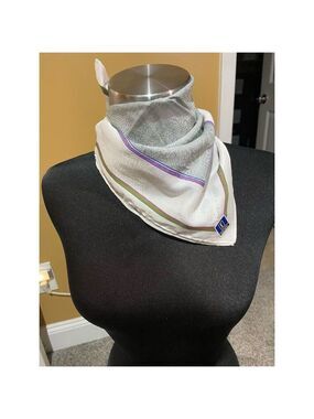 Yves Saint Laurent Unisex Silk Scarf Gray Purple Plaid Square Luxury